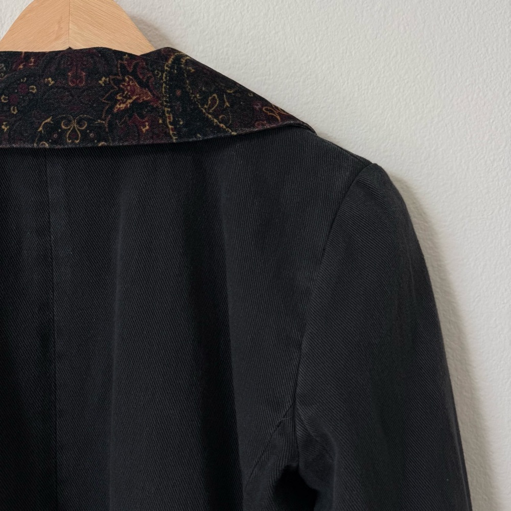 Free People We the Free Printed Collar Black Reid Smoking Jacket Blazer XS - Picture 8 of 17
